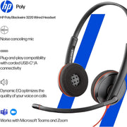 Poly Blackwire 3220 Stereo Headset with USB-C/USB-A CS1 BW 3220 Stereo HS +USB-C/A CS1 9P7X8AA