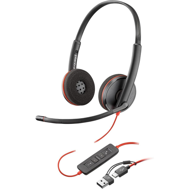 Poly Blackwire 3220 Stereo Headset with USB-C/USB-A CS1