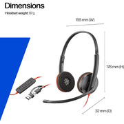 Poly Blackwire 3220 Stereo Headset with USB-C/USB-A CS1 BW 3220 Stereo HS +USB-C/A CS1 9P7X8AA
