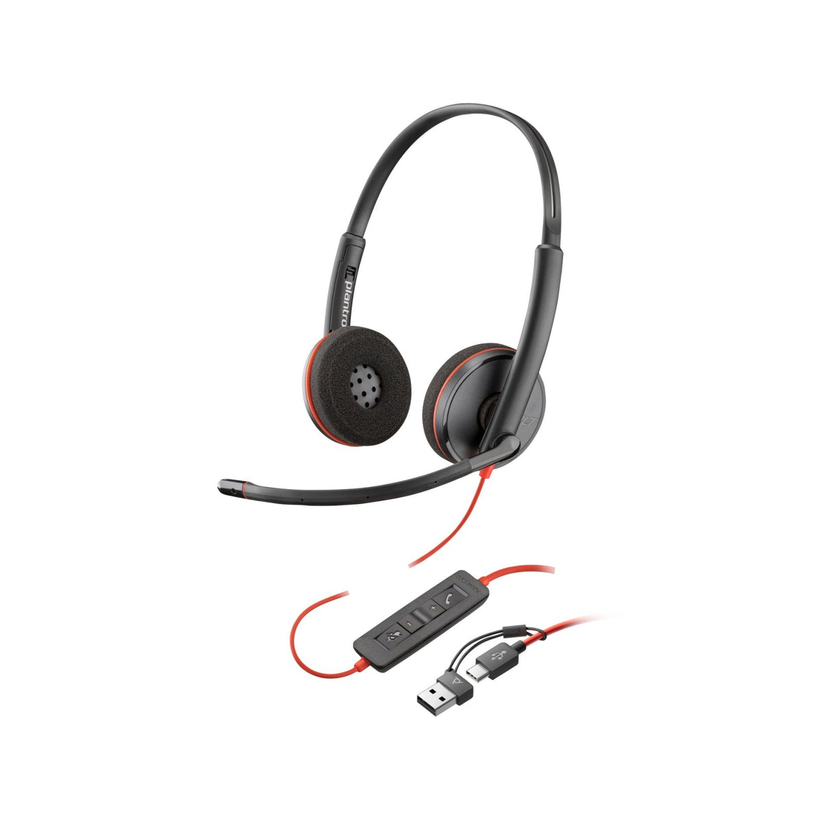 HP Poly Blackwire 3220 Stereo USB-C Headset +USB-C/A Adapter (Bulk) — Display experience